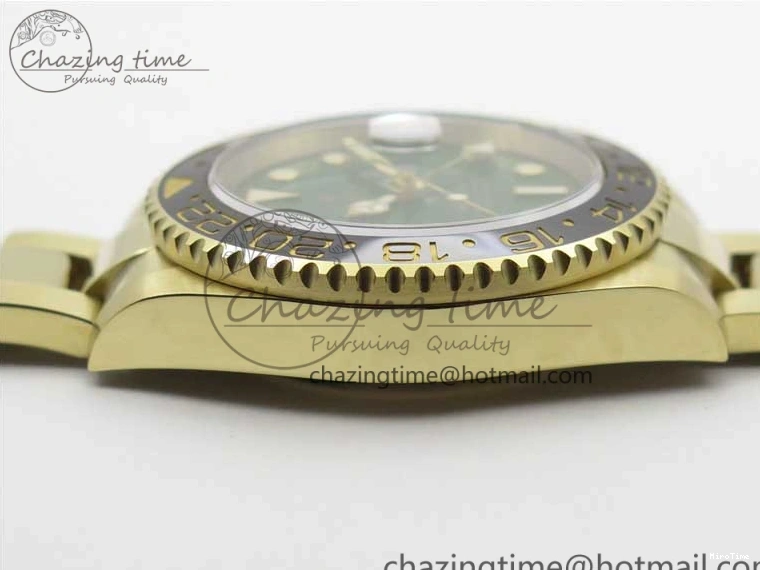 MiroTime 0202 TravelReady GMT Master II 116718 LN Black Ceramic 316L Steel GMF 1:1 Best Edition Green Dial on YG Bracelet A 2960